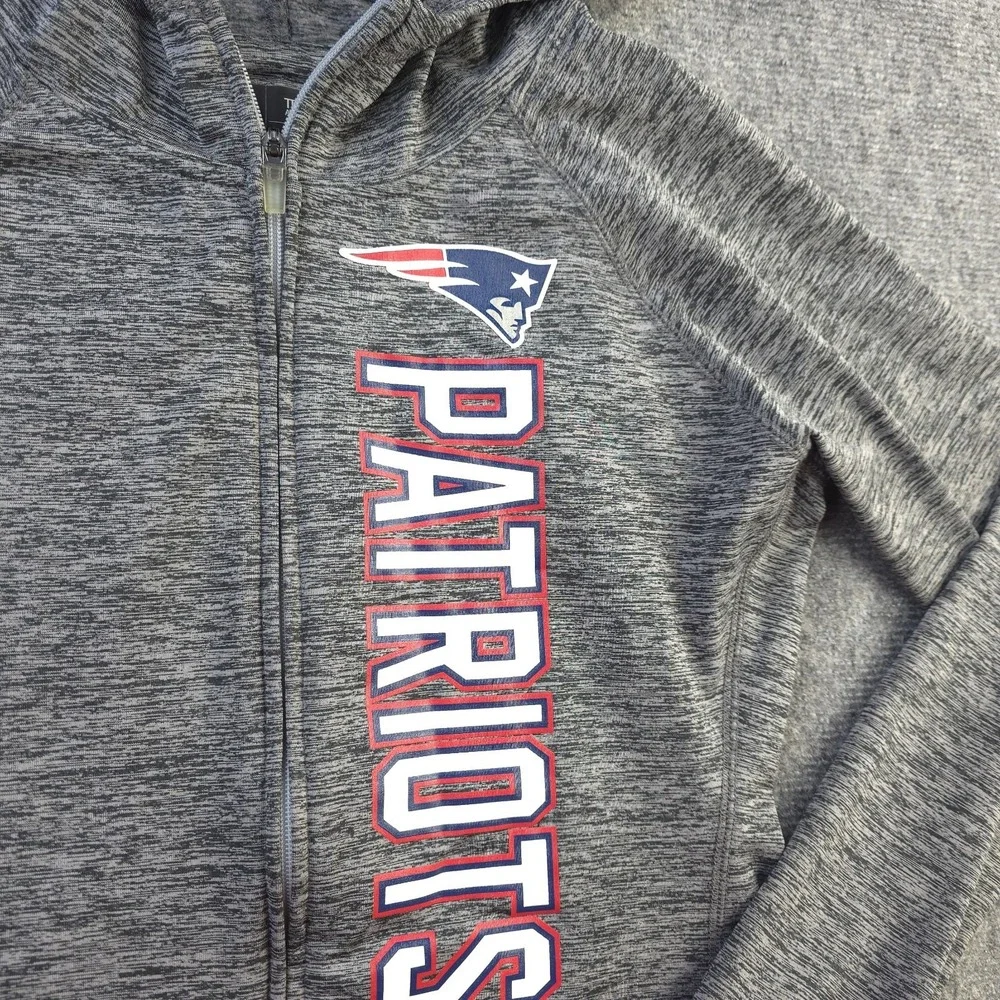 New‎ England Patriots Jacket Womens Small NFL Apparel Gray Solid Full Zip Hooded